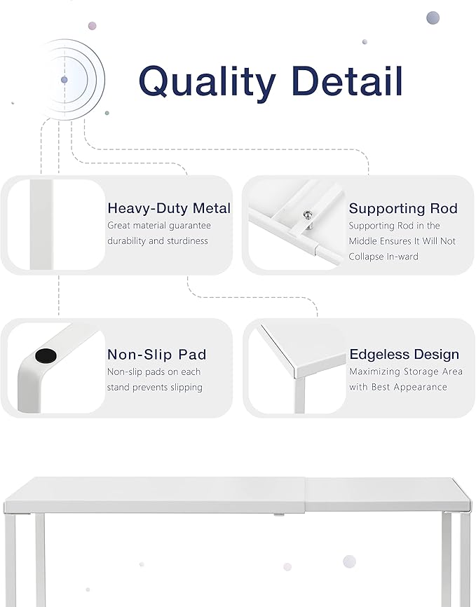 Nxconsu Expandable Cabinet Shelf, Shelf Riser for Cabinets, 8.26" White