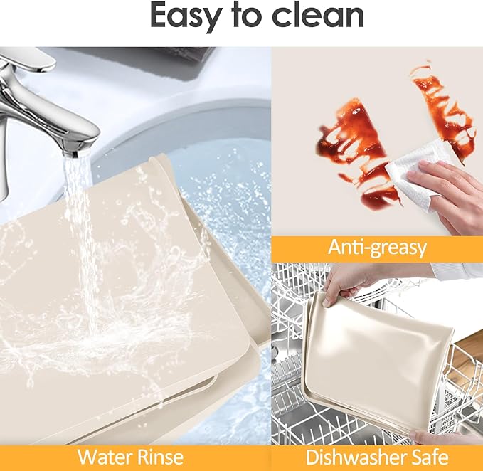 Silicone Coffee Maker Mat with Lip for Countertops, 19.7''x15'' Cream White