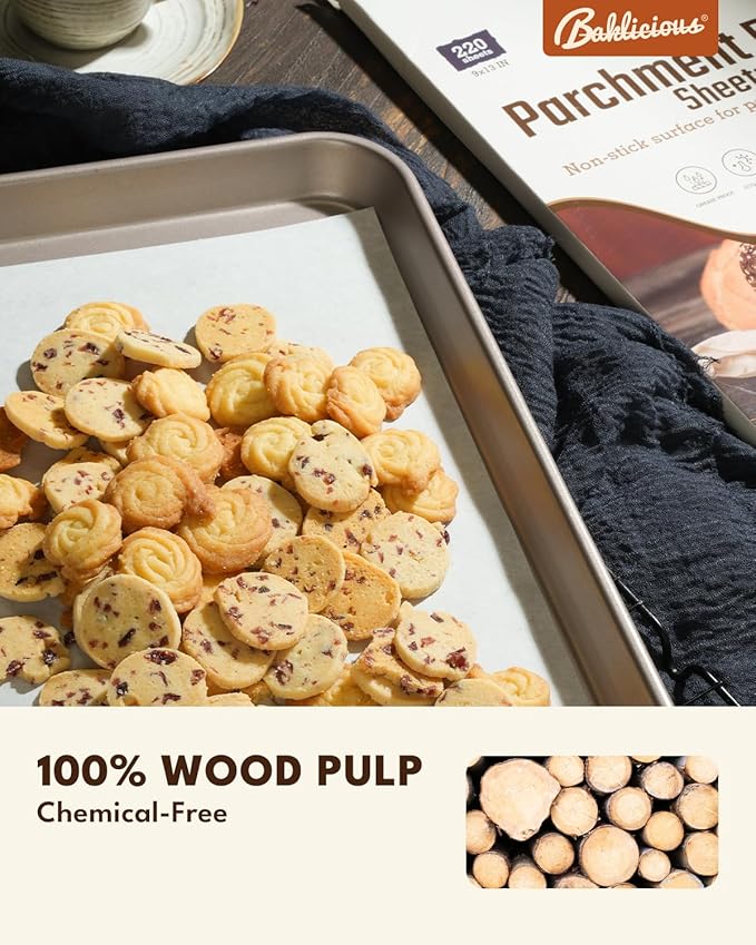 Baklicious 9x13inch 220pcs White Pre-Cut Non-Stick Parchment Baking Sheets