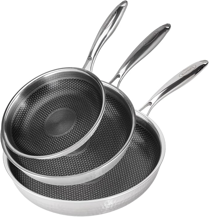RisenutX Hybrid 12 inch Stainless Steel Non Stick Skillet