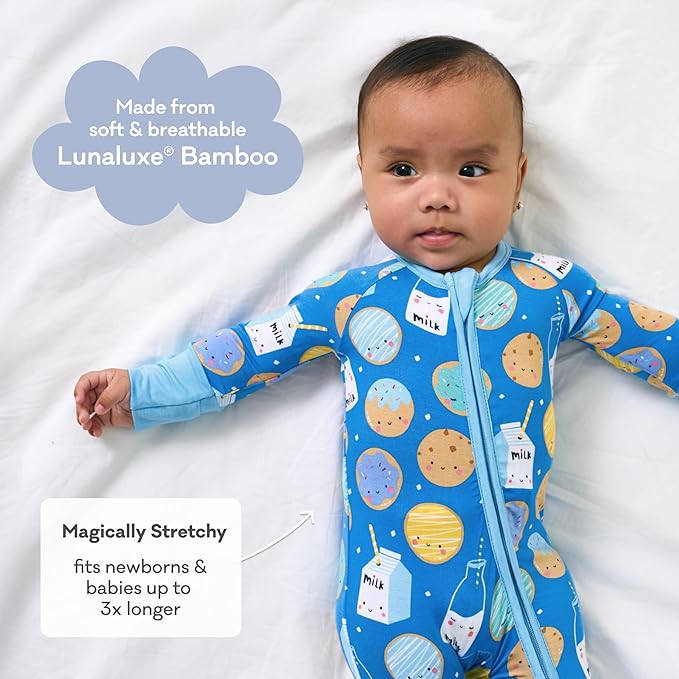 Little Sleepies Baby Pajamas, Blue Cookies & Milk, Newborn