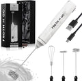 Zulay Froth N Go Milk Frother – Rechargeable 3-in-1 Handheld Frother Wand with Travel Case & USB-C Charger – Single, Double & Egg Whisk for Latte, Cappuccino, Matcha, Protein Shakes - Frosted Marble