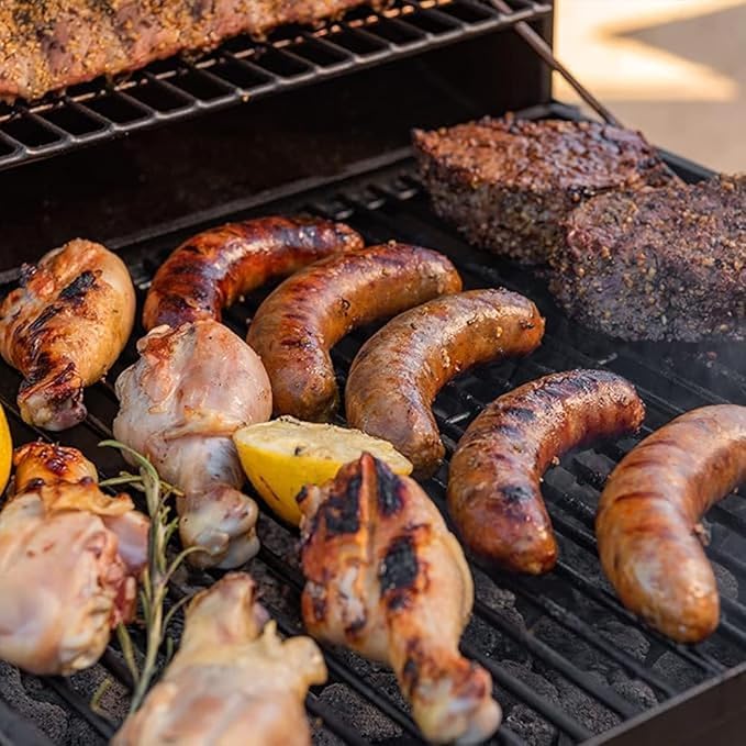 Kendane Barrel Charcoal Grill with offset smoker, 714 Square Inches Cooking Area, Outdoor BBQ Grill with Front and Side Shelf, Perfect for Backyard, Patio Parties and Picnics