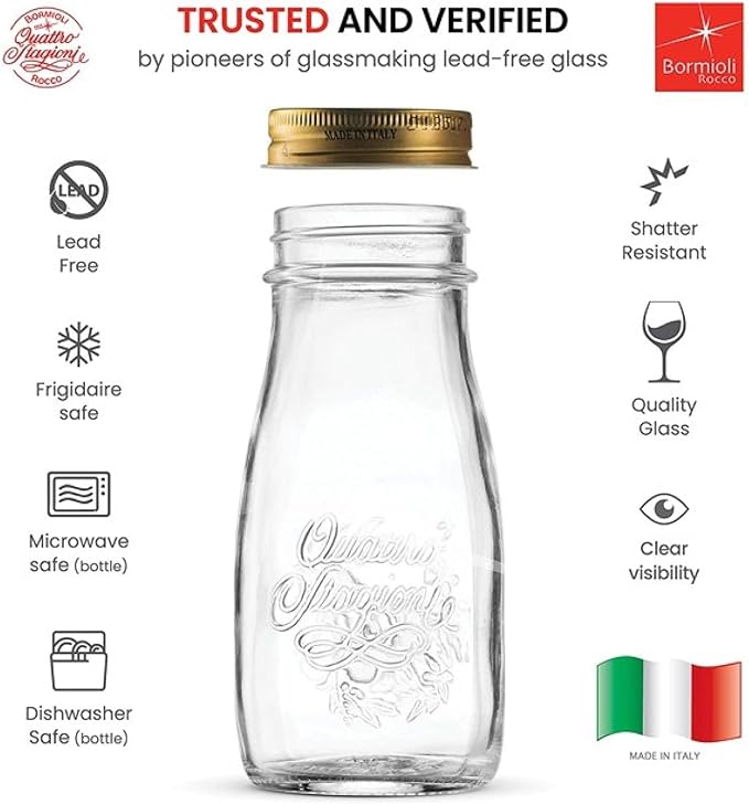 Bormioli Rocco Quattro Stagioni Bottle - ClearGold, Set of 12