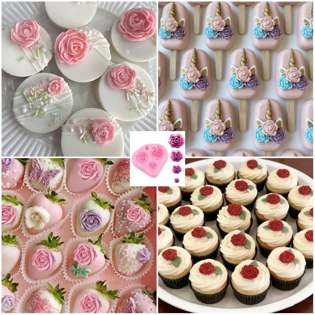 Roses Mold Flower Silicone Cake Molds for Chocolate Sugarcraft Fondant 2Pcs
