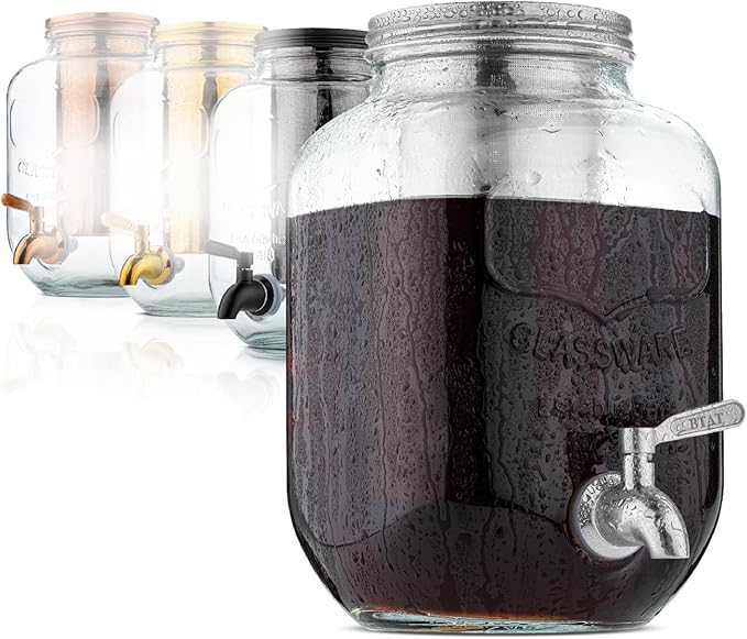 BTaT- 1 Gallon Cold Brew Coffee Maker, Thick Glass Pitcher