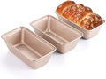 HONGBAKE Mini Loaf Pans for Baking, Nonstick Small Bread Pans of 3, 6 x 3.2 x 2 In Tiny Carbon Steel Small Baking Pans - Rose Gold