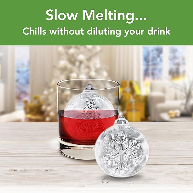 Tovolo Tree and Snowflake Ornament Ice Cube Molds Set of 2 for Holiday Cocktails Christmas Gifts for Men Dishwasher Safe BPA Free Silicone Holiday Ice Cube Mold Ornaments