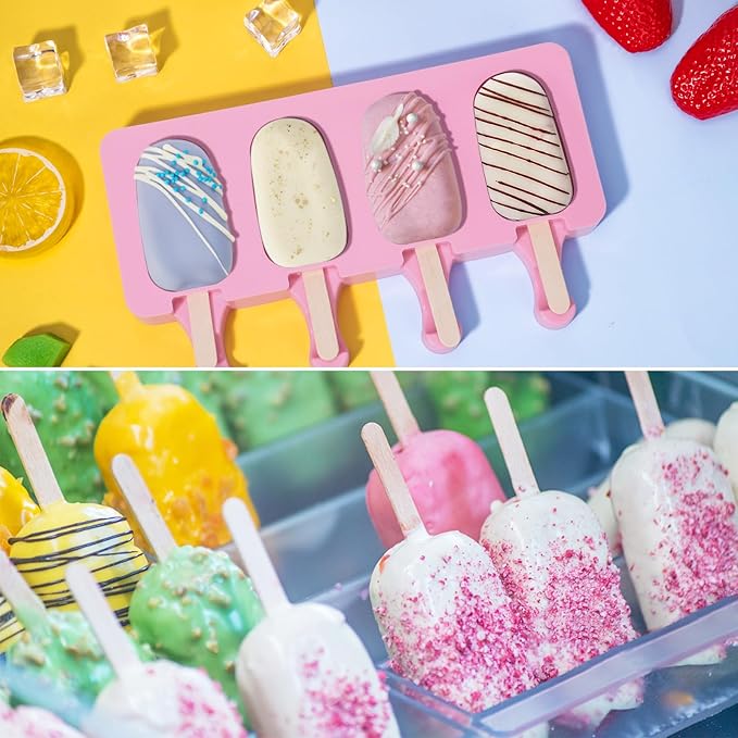 Ozera 2 Pack Popsicles Molds, Cake Pop Molds, Pink