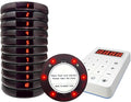 Restaurant Buzzer System, 10 Coaster Beeper Pager System with Buzzer, Customer Queue Pagers Set with Vibration, Flashing and Buzzer, for Food Truck, Church, Nursery
