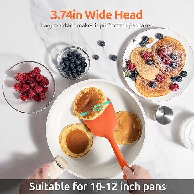 U-Taste Silicone Turner Cooking Spatula, 13.6" Long/3.7" Wide, Orange