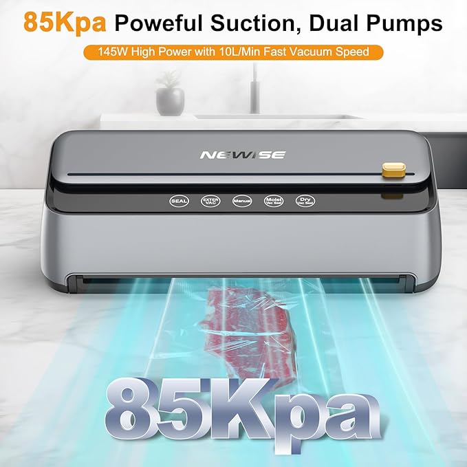 Newise Vacuum Sealer for Food, 85Kpa Food Saver Vacuum Sealer Machine
