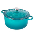 Cast Iron Dutch Oven with Lid - Non-Stick Ovenproof Enamelled Casserole Pot - Sturdy Dutch Oven Cookware - Teal, 5- Quart, 24cm- by Nuovva