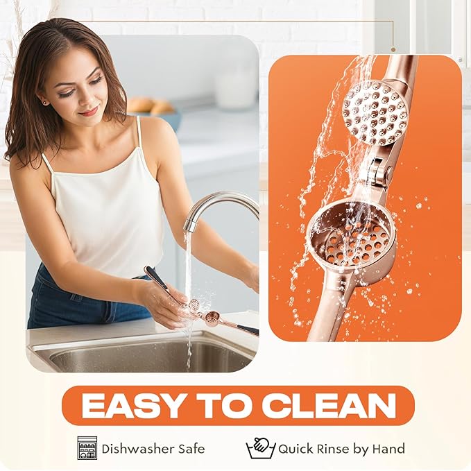 Kitchen Garlic Press, Rust Proof & Dishwasher Safe Garlic Mincer, Durable Garlic Crusher Set with Peeler＆Brush, Easy to Clean and Squeeze, Copper
