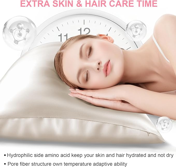 Silk Pillow Cases King Size with Hidden Zipper, Mulberry Silk Pillowcase for Hair and Skin, Smooth and Soft Breathable Cooling Silk Satin Pillow Covers for Sleeping, Gifts for Women, Beige