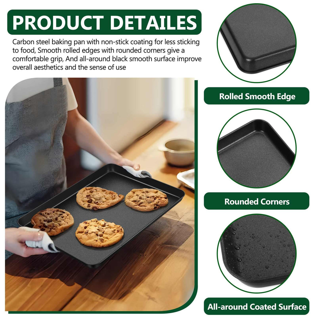 P&P CHEF Baking Cookie Sheet Pan, Carbon Steel Oven Tray, 12.4 Inch & 1PC