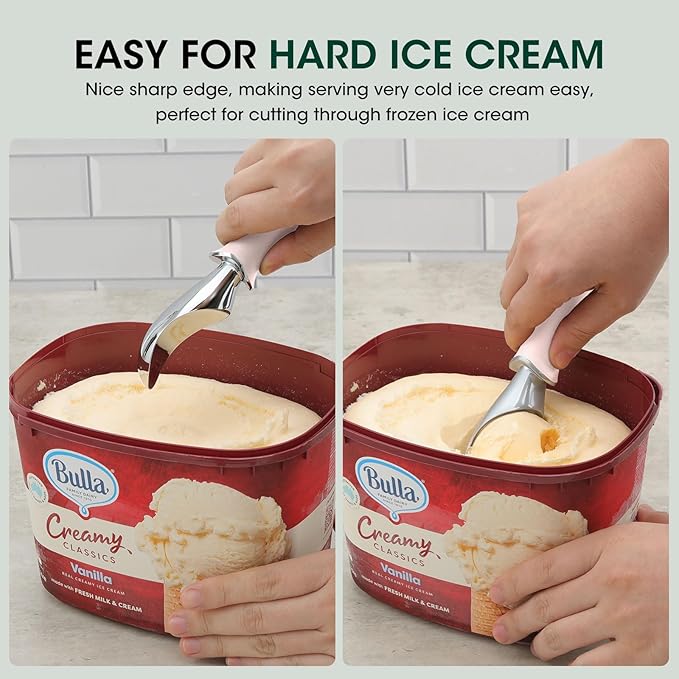 Beneno Premium Heavy Duty Ice Cream Scoop with Ergonomic Grip Handle, Pink
