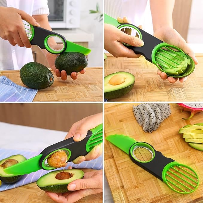 Stainless Steel Avocado Slicer, Corer, and Paring Knife Combo: 3-in-1 Tool - Dishwasher Safe & Heavy Duty