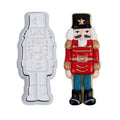 Flycalf Christmas Cookie Cutters Nutcracker Shapes with 3D Stamper Fall Holiday PLA Baking Accessories Cutter Molds Gifts for Kids Decorative Party 3.5" Kitchen Cake Supplies