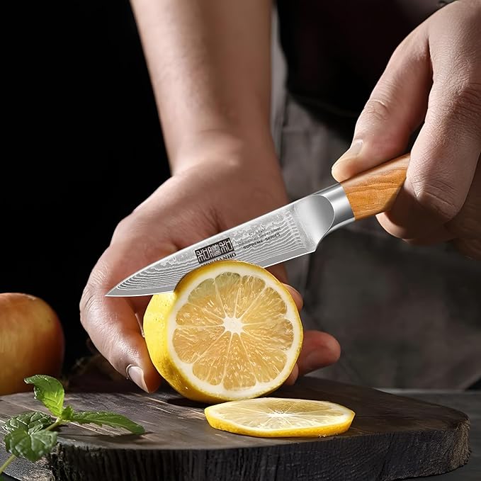 HOSHANHO Damascus Kitchen Knife Set 3PCS, Sharp Chef/Santoku/Fruit Knives