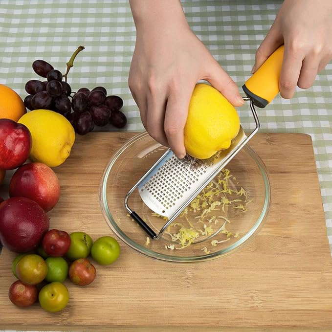 Pro Zester Grater, Lemon Parmesan Zester, Chocolate, With Razor-Sharp Stainless Steel Blade, Protective Cover and Cleaning brush, Dishwasher Safe, by Nspring