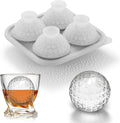 ACOOKEE Novelty Golf Gifts Ball Ice Maker Mold, 2.2" Large Sphere Round Ice Cube Mold for Cocktails, Whiskey, Bourbon Chilling, 4 Hole Fun Shapes Big Silicone Circle Ice Cube Trays