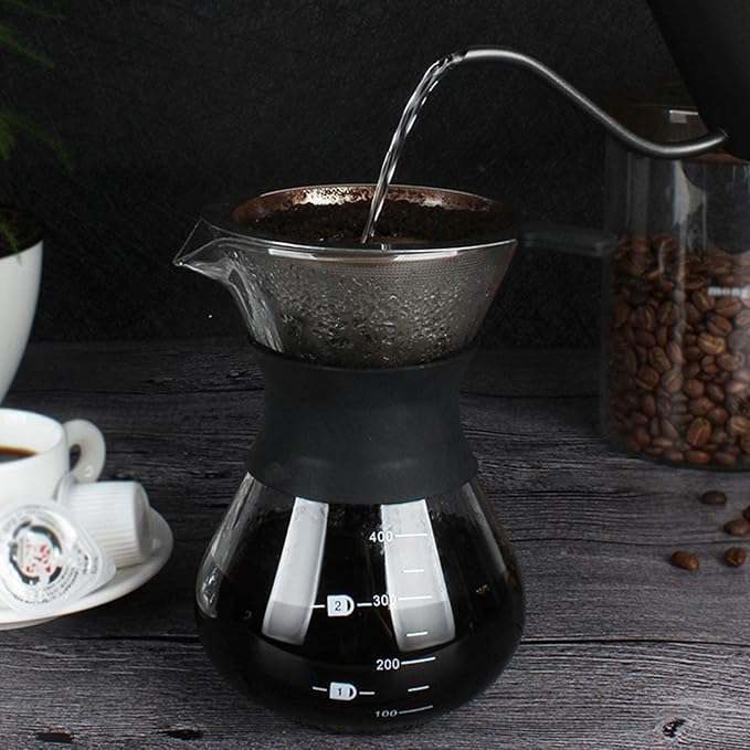 Joyzan Pour Over Coffee Maker, High-Heat Paperless Glass Drip Dripper 400ML