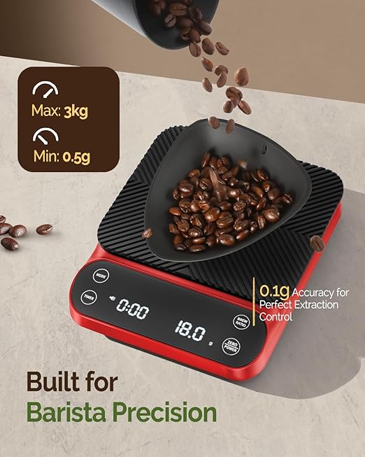 Maestri House S3 Pour Over Coffee Scale with Timer, 3kg/0.1g