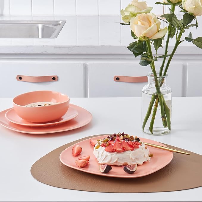 Stone Lain Delilah Dinner Plate 6-Piece Dish Set, Porcelain, Peach