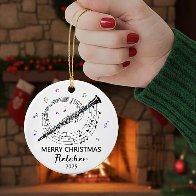 Awesome Clarinet Musical Ceramic Ornament, Custom Text Year Name Clarinetist Xmas Tree Ornaments Gift for Women Men Clarinet Instrument Player, Personalized Clarinets Ceramic Christmas Ornament 2026
