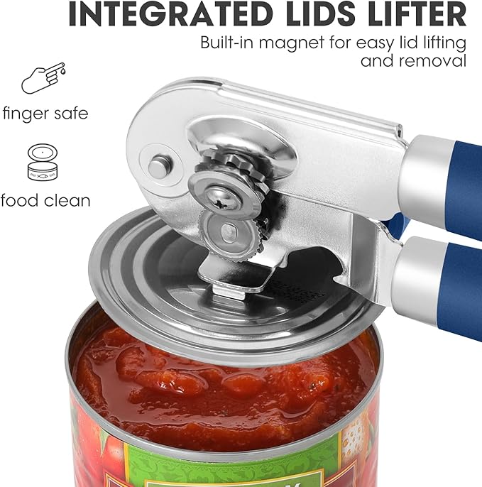 UHIYEE Manual Can Opener Hand Held with Magnet for Home Kitchen, Blue