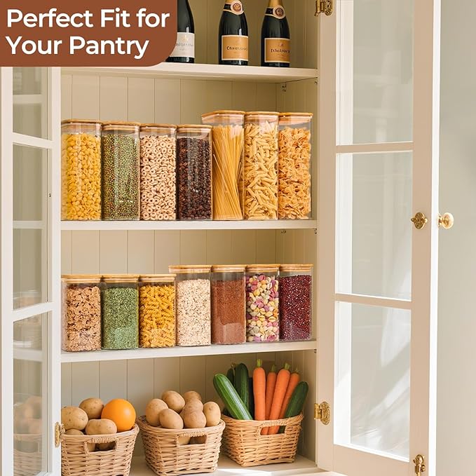 ComSaf Glass Storage Containers wtih Lids 1.9 Qt, Set of 3 Food Storage Jar