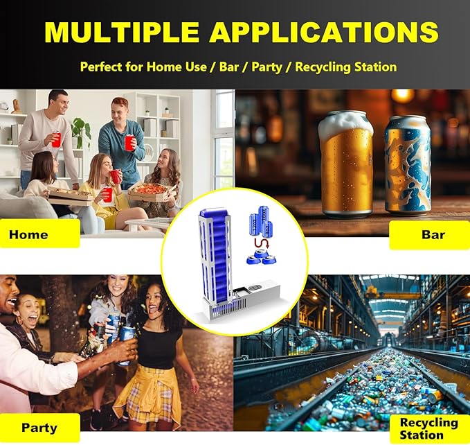 JNSTU Electric Can Crusher, Automatic Electric Can Crushers for Recycling 12oz&16oz Cans, Fill 8 cans at a Time, Aluminum Can Smasher for Recycling Aluminum Seltzer, Cola, Beer Cans