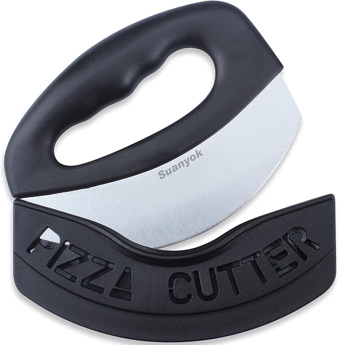 Suanyok Pizza Cutter Stainless Steel Rocker Blade with Cover(Black)