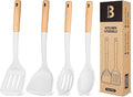 Badiano Silicone Cooking Utensils Set, Safe for Nonstick Cookwares, White