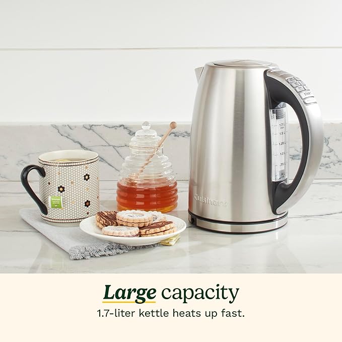 Cuisinart Electric Kettle, 1500W Fast Heating, 6 Temp Presets, 1.7L