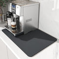 AMOAMI Coffee Mat Dish Drying Mat for Kitchen Counter-Bar Accessories, Hide Stain, Rubber Backed, Absorbent, Fit Under Coffee Maker, Espresso Machine, Pot, Dish Rack, 12"x19", Dark Grey