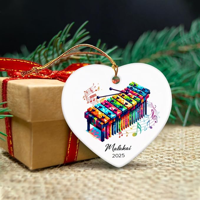 Xylophone Instrument Ceramic Ornaments, Personalized Xylophonist Ornaments Decor Christmas, Xylophone Ceramic Ornament Gifts for Music Lovers, Custom Name & Year Xylophonist Ornament Xmas Tree 2026
