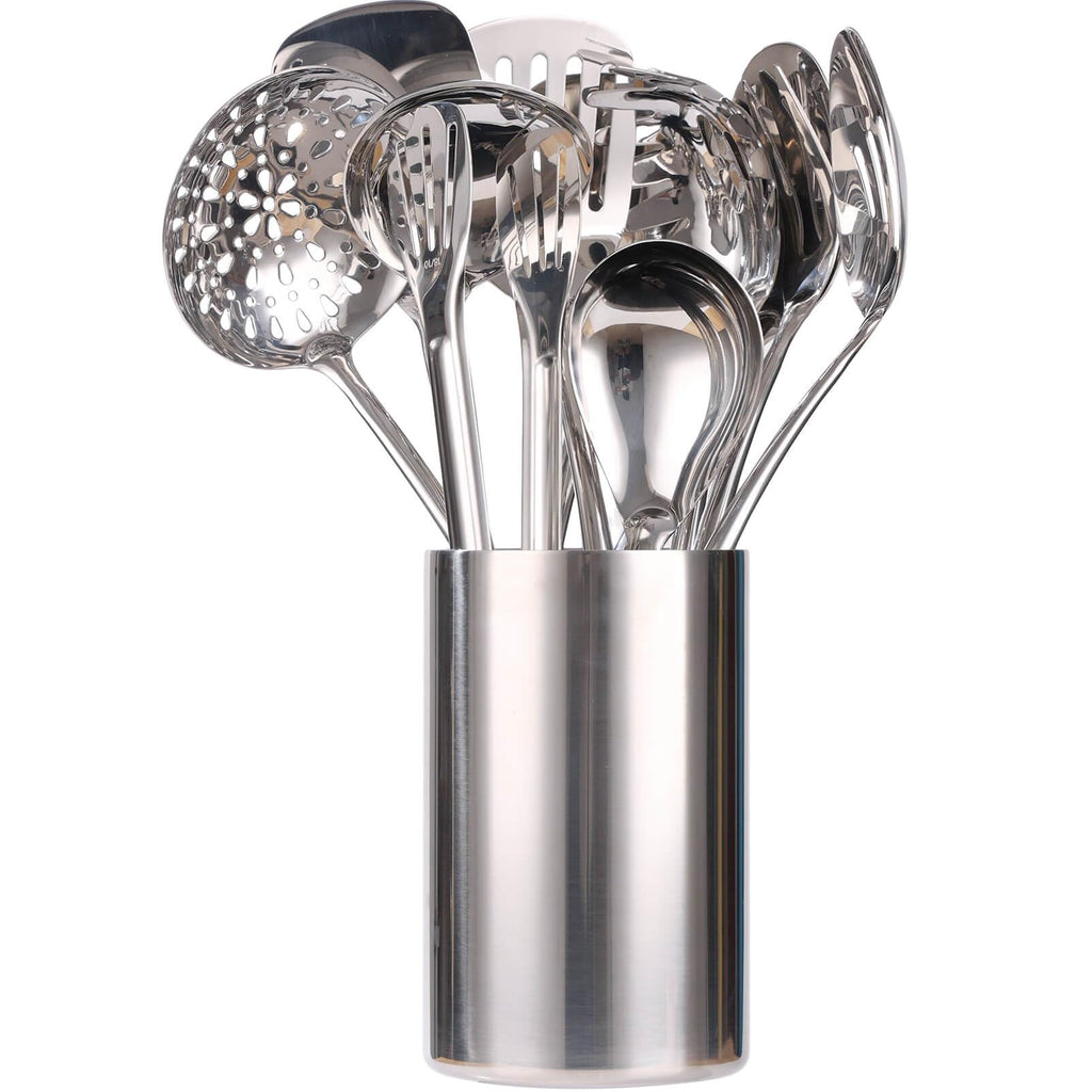 18/10 Stainless Steel Kitchen Utensils Set with Holder for Countertop
