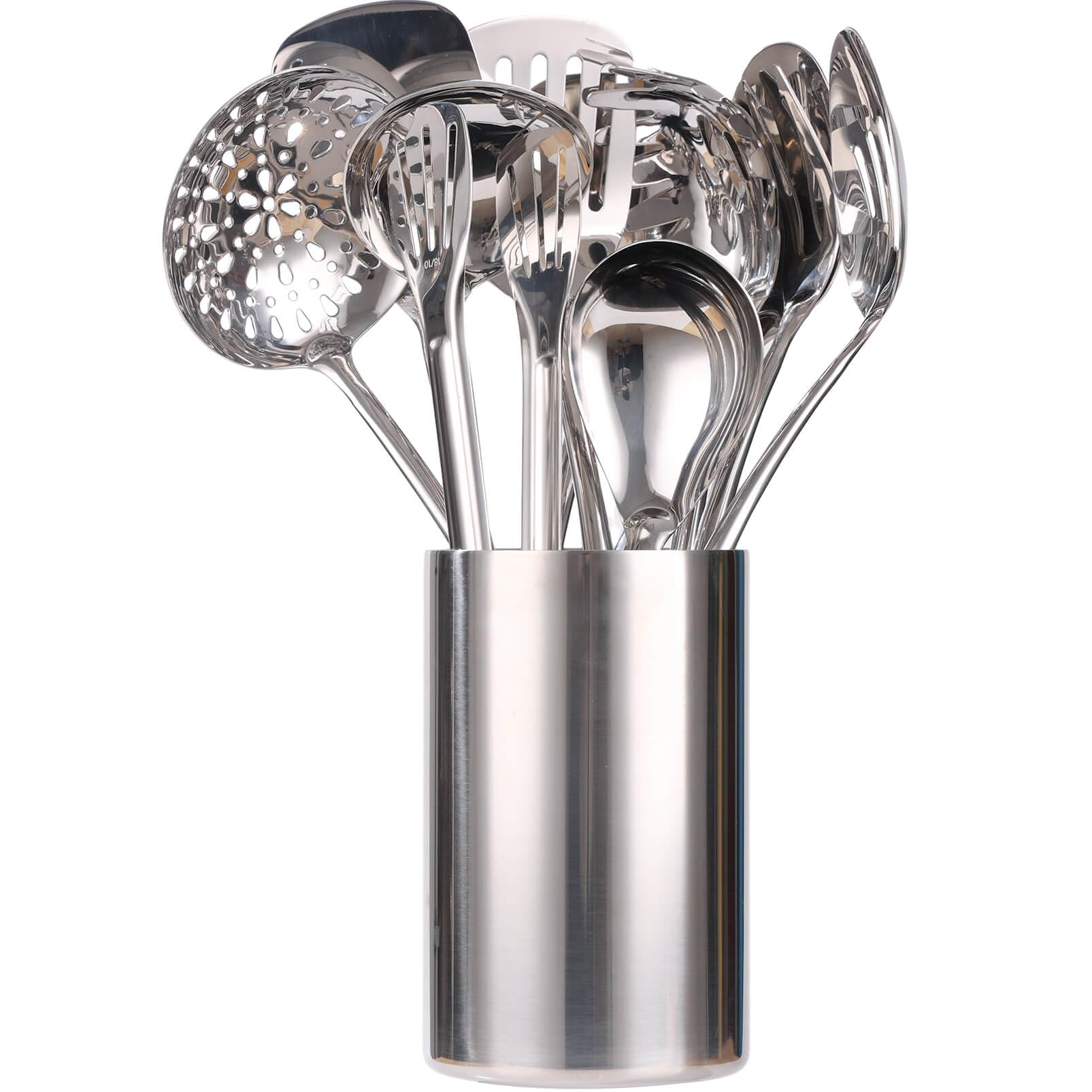 18/10 Stainless Steel Kitchen Utensils Set with Holder for Countertop