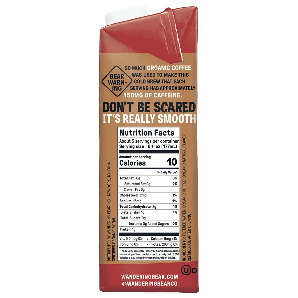 Wandering Bear Organic Cold Brew Coffee Variety Pack - Extra Strong, Bold, Smooth, Unsweetened, Shelf-Stable, Ready to Drink & Vegan, Iced Cold Brewed Coffee Drink - 32 fl oz (3pk - Vanilla, Caramel, Mocha)