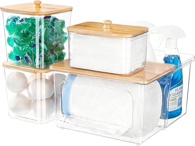 iCASA Trash Bag Dispenser Dishwasher Pods Container Under Sink Organizer