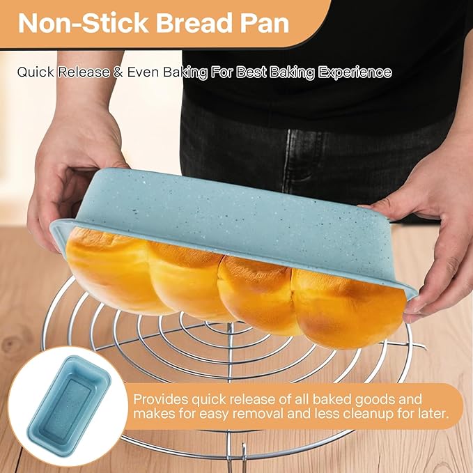 Proigtz 3-Pack Nonstick Loaf Pan, 9x4 in Nonstick Carbon Steel Bread Pans