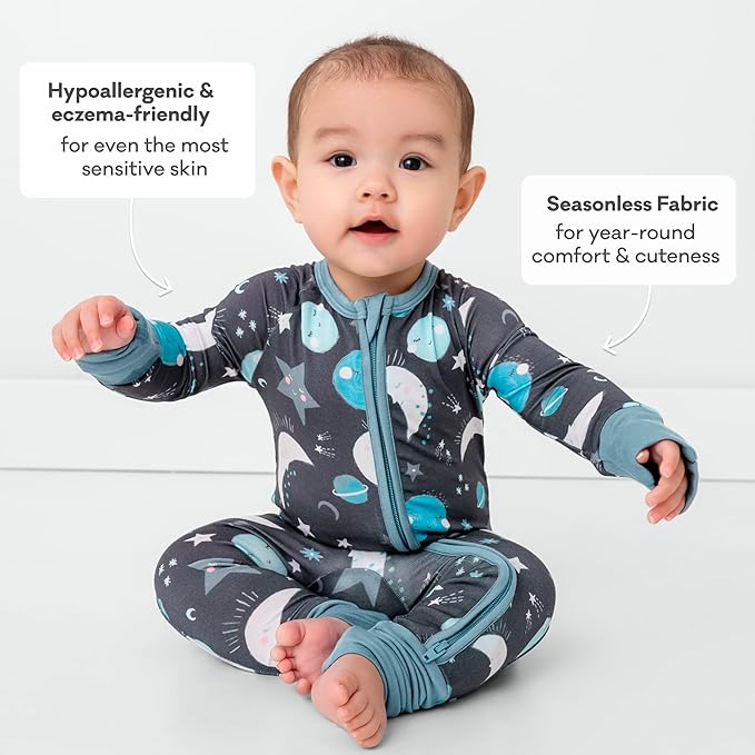 Little Sleepies Baby Pajamas, Blue To the Moon & Back, 12-18M