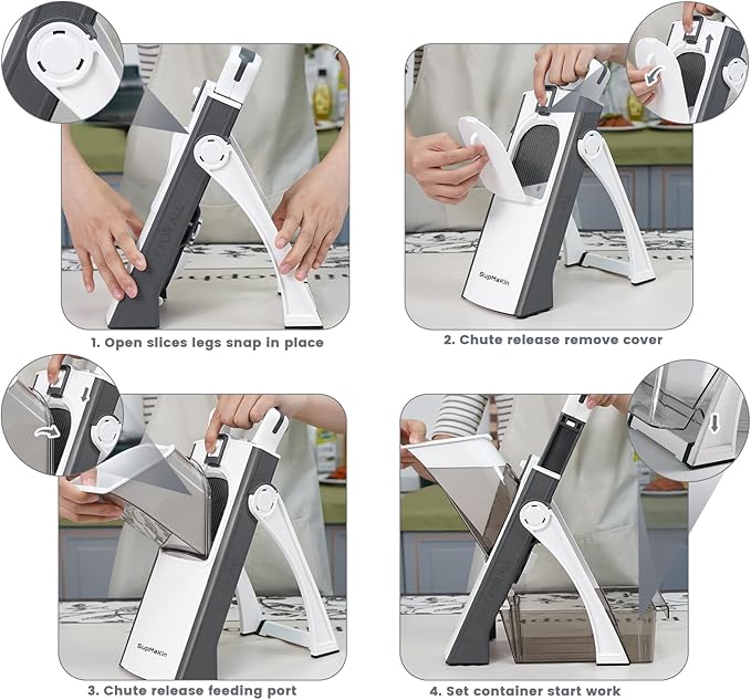 SupMaKin Safe Mandoline Slicer Plus for Kitchen Adjustable Vegetable Slicer