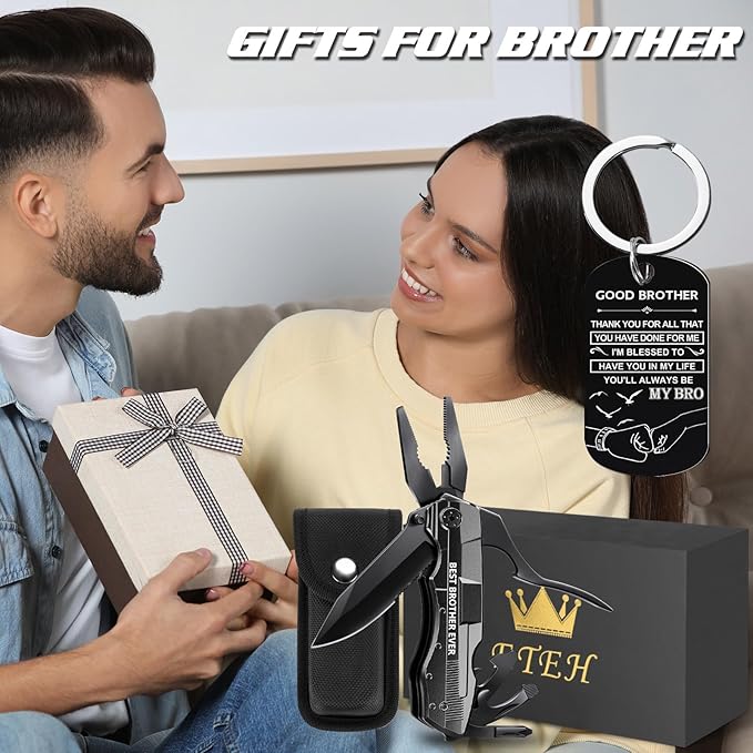 ETEH Gifts for Brother from Sister Friends,Birthday Christmas Brother Gifts,Multitool Knife ""BEST BROTHER EVER"",Multi tool for Climbing,Camping,Cycling,Hiking