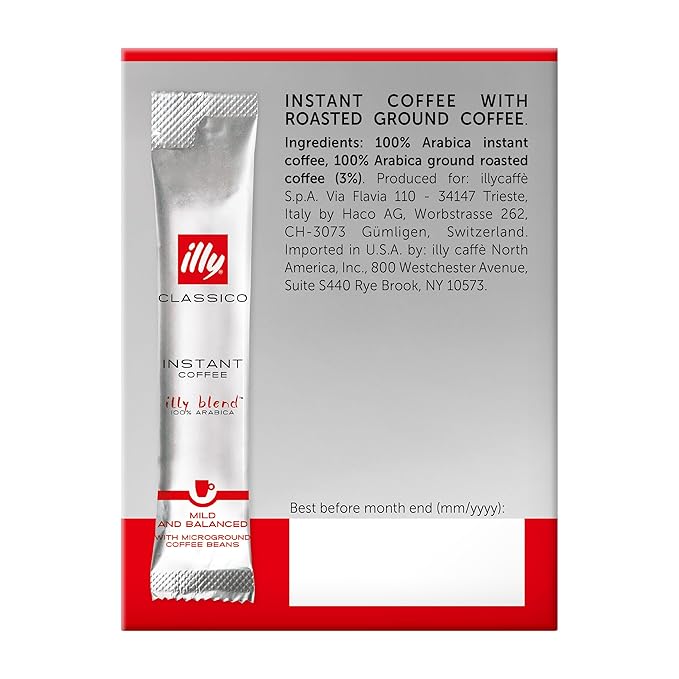 illy Instant Coffee Single-Serve Packets, Classico, 2g, 40 Ct, 1 Pack