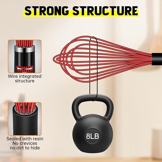 HOTEC 4 Pieces Silicone Whisks Set, Wire Balloon Whisks for cooking Egg Beater, Non-slip Handle Whisk for Non-stick Cookware Perfect for Cooking, Stirring, Beating and Blending,Multicolor