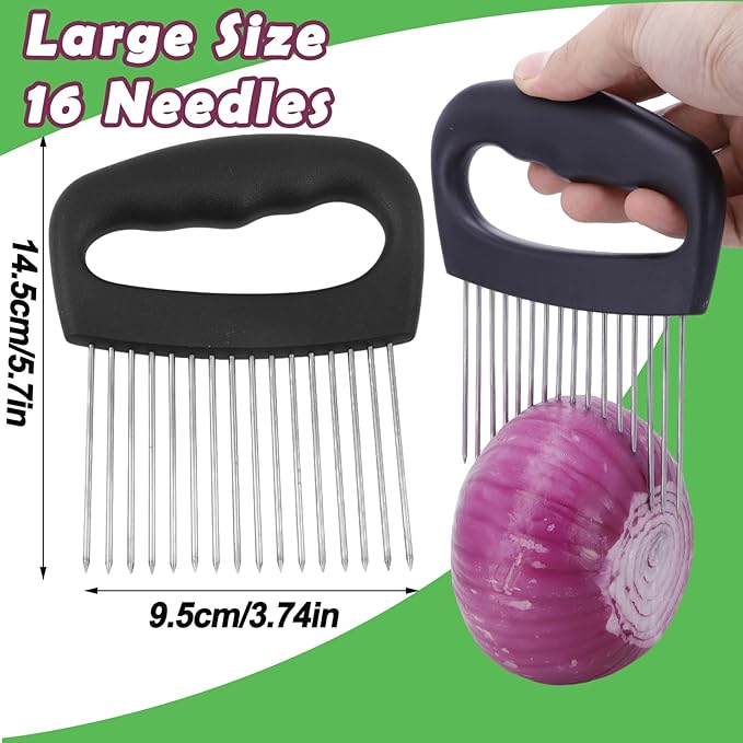NOVANO Large Onion Slicer & Meat Tenderizer, Kitchen Cooking Tool for Tenderizing, Onion Cutter Vegetable Chopper, Stainless Steel Tomato Slicer with 16 Long Needles, for Potato Lemon