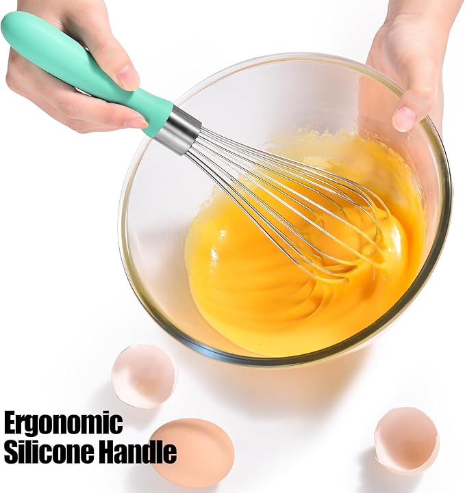 Doosu 18/8 Stainless Steel Balloon Whisk for Cooking (8 Wires, Aqua Sky)